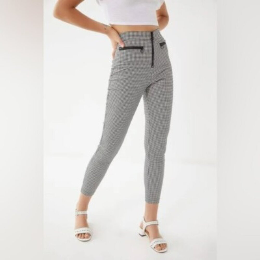 Urban Outfitters Susie High-Waisted Zip-Front Gingham Pants